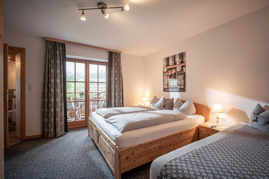 Doppelzimmer mit Dusche, WC und Balkon und Smart TV